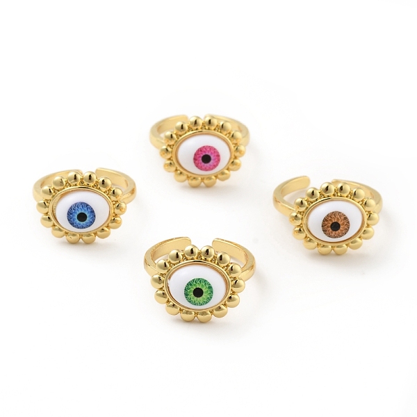 

PandaHall Acrylic Sun with Evil Eye Open Cuff Ring, Real 18K Gold Plated Brass Jewelry for Women, Cadmium Free & Lead Free, Mixed Color, US..., Multicolor