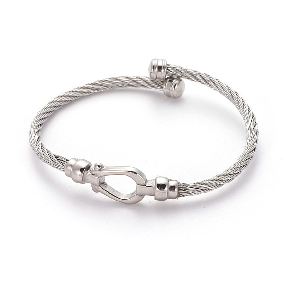 

PandaHall 304 Stainless Steel Cuff Bangles, Torque Bangles, Stainless Steel Color, 2-3/4 inch(6.9cm) 304 Stainless Steel