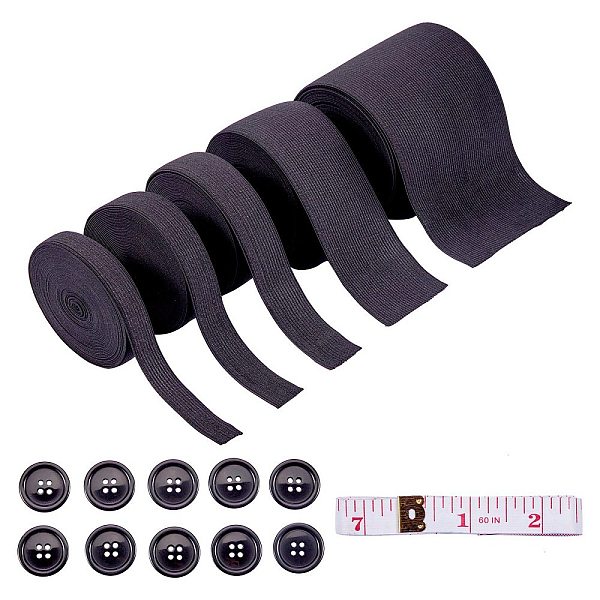 

PandaHall Flat Elastic Rubber Cord/Band, Webbing Garment Sewing Accessories, Black, 20x0.5mm, 5m/set Elastic Fibre Flat Black