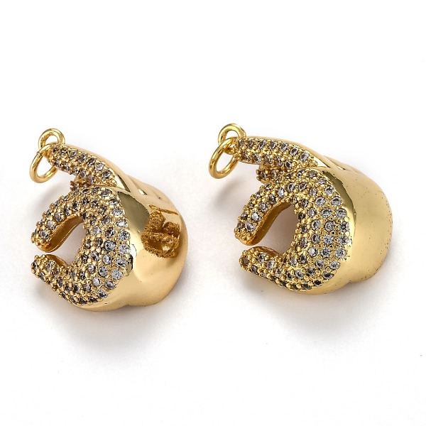 

PandaHall Brass Micro Pave Clear Cubic Zirconia Pendants, with Jump Rings, Long-Lasting Plated, Palm, for OK, Real 18K Gold Plated...