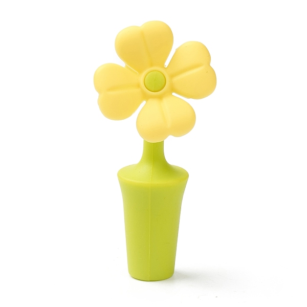 

PandaHall Silicone Wine Bottle Stoppers, Flower, Yellow, 89x40x24mm, Hole: 7.5mm Silicone Flower Yellow