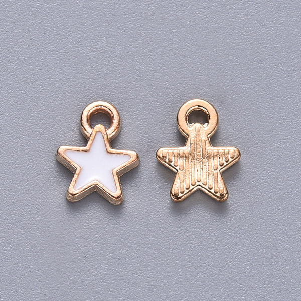 

PandaHall Alloy Enamel Charms, Star, Light Gold, White, 9x7x1mm, Hole: 1.2mm Alloy+Enamel Star White