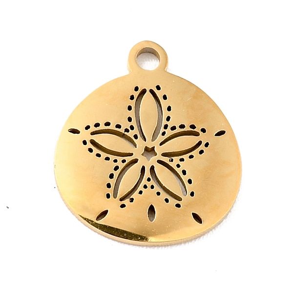 

PandaHall 201 Stainless Steel Pendants, Flat Round with Flower, Golden, 13.5x12x1mm, Hole: 1.4mm 201 Stainless Steel Flat Round