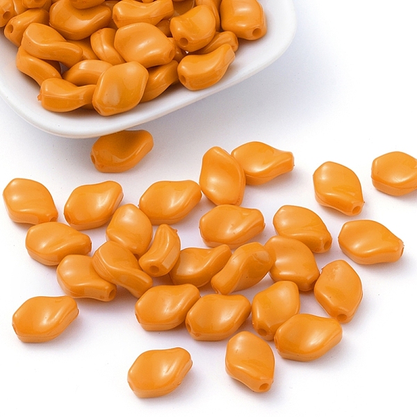 

PandaHall Opaque Acrylic Beads, Twist Rhombus, Dark Orange, 15x11x6mm, Hole: 2mm, about 875pcs/500g Acrylic Twist Orange