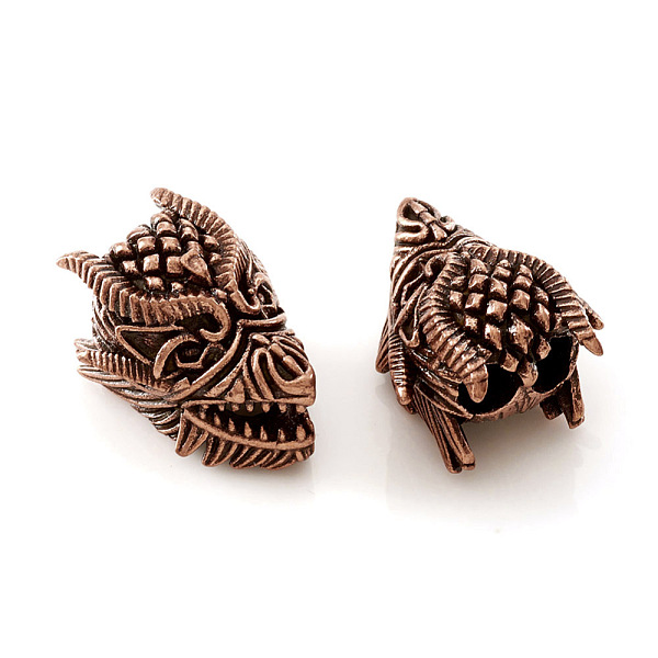 

PandaHall Brass European Beads, Large Hole Beads, Dragon Head, Red Copper, 20.5x16.5mm, Hole: 5mm Brass Dragon