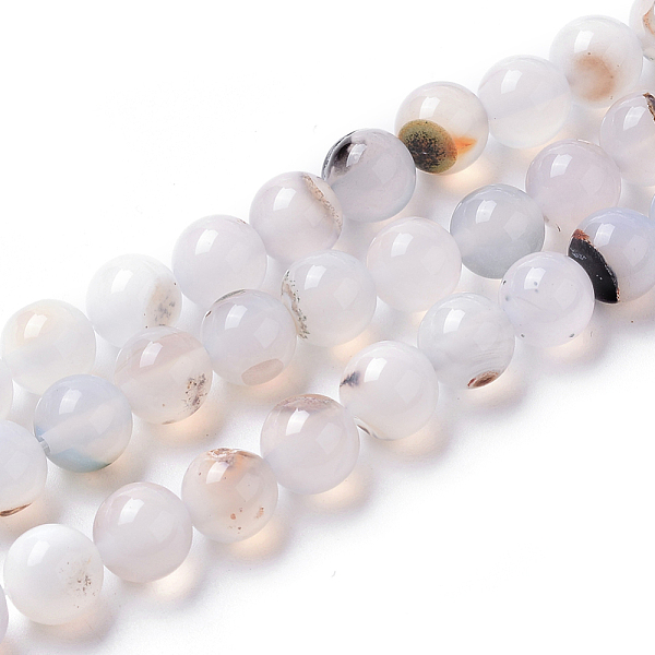 

PandaHall Natural Dendritic Agate Beads Strands, Dyed, Round, WhiteSmoke, 8mm, Hole: 1.4mm, about 50pcs/strand, 15.75 inch(40cm) Dendritic..., White