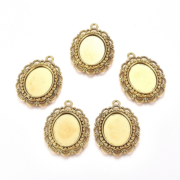 

PandaHall Metal Alloy Pendant Cabochon Settings, Setting for Cabochon, Cadmium Free Nickel Free & Lead Free, Flower, Antique Golden, Oval...