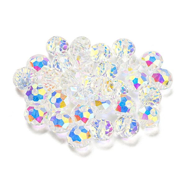 

PandaHall Transparent Electroplate Glass Beads, Faceted, Rondelle, Clear AB, 6x4.5mm, Hole: 1.2mm, 100pcs/bag Glass Rondelle White