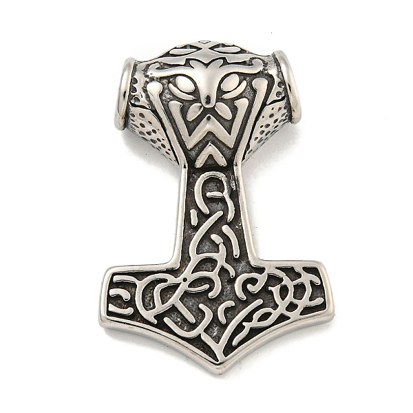 

PandaHall 316 Surgical Stainless Steel Pendants, Thor's Hammer Charm, Antique Silver, 35x23.5x9mm, Hole: 5mm 316 Surgical Stainless Steel...