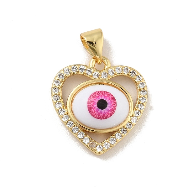 

PandaHall Brass Micro Pave Cubic Zirconia Pendants, with Acrylic, Cadmium Free & Lead Free, Long-Lasting Plated, Heart with Evil Eye, Real...