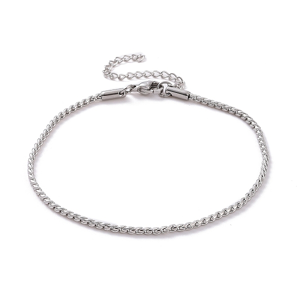 

PandaHall 304 Stainless Steel Serpentine Chain Anklets, with Lobster Claw Clasps, Stainless Steel Color, 7-5/8 inch(19.5cm) Stainless Steel