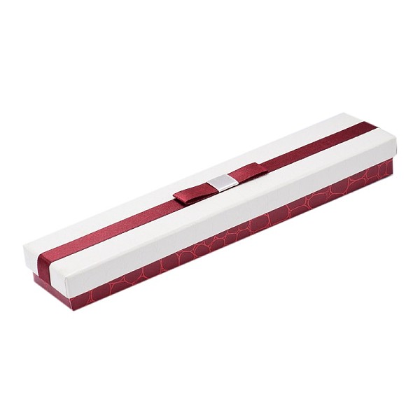 

PandaHall Rectangle Cardboard Necklace/Watch Boxes with Bowknot, White, 20x4x2.5cm Paper Rectangle White