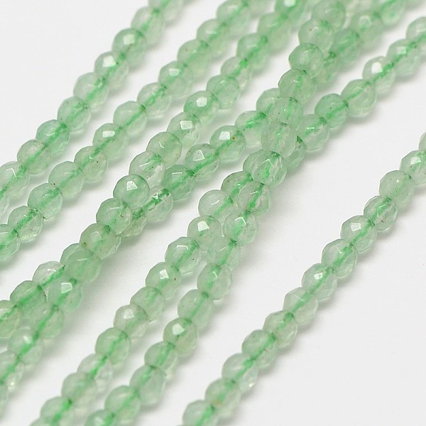 

PandaHall Natural Green Aventurinee Beads Strands, Faceted Round, 3mm, Hole: 0.8mm, about 129pcs/strand, 15 inch Green Aventurine Round