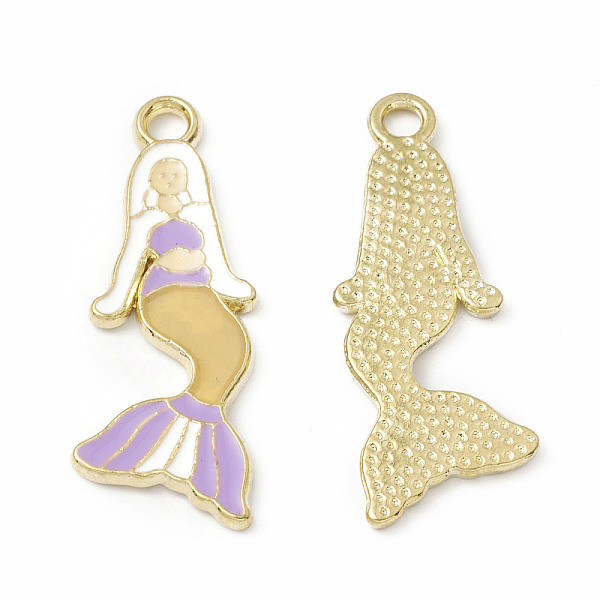 

PandaHall Alloy Enamel Pendants, Mermaid Charm, Golden, Lilac, 31x12x1.3mm, Hole: 2.3mm Alloy+Enamel Others Purple