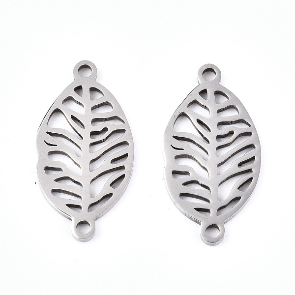 

PandaHall 201 Stainless Steel Links Connectors, Laser Cut, Leaf, Stainless Steel Color, 18.5x9.5x1mm, Hole: 1.2mm 201 Stainless Steel Leaf