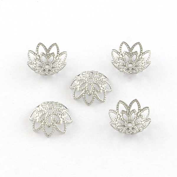 

PandaHall 8-Petal Flower 304 Stainless Steel Fancy Bead Caps, Stainless Steel Color, 10x4mm, Hole: 1mm 304 Stainless Steel
