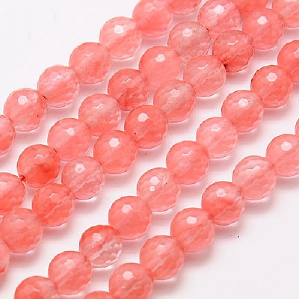 

PandaHall Cherry Quartz Glass Beads Strands, Faceted, Round, 8mm, Hole: 1mm, about 46pcs/strand, 15.75 inch Cherry Quartz Glass Round Red