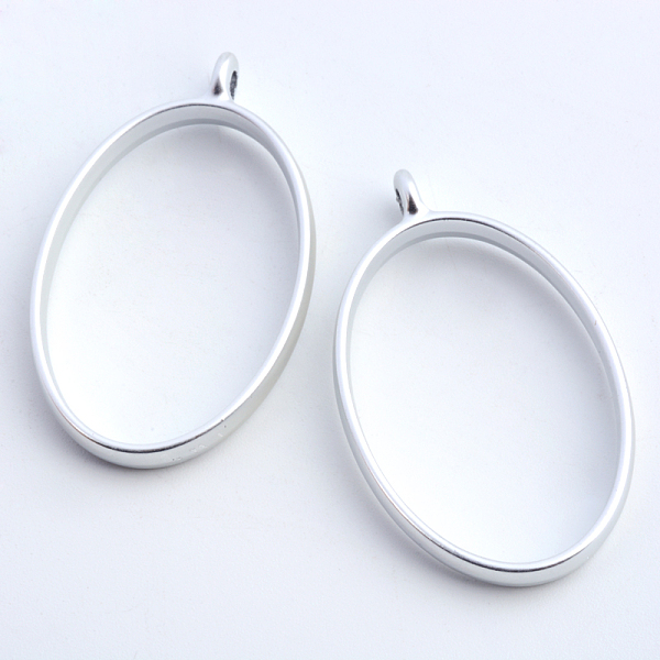 

PandaHall Rack Plating Alloy Oval Open Back Bezel Pendants, For DIY UV Resin, Epoxy Resin, Pressed Flower Jewelry, Hollow, Cadmium Free &...