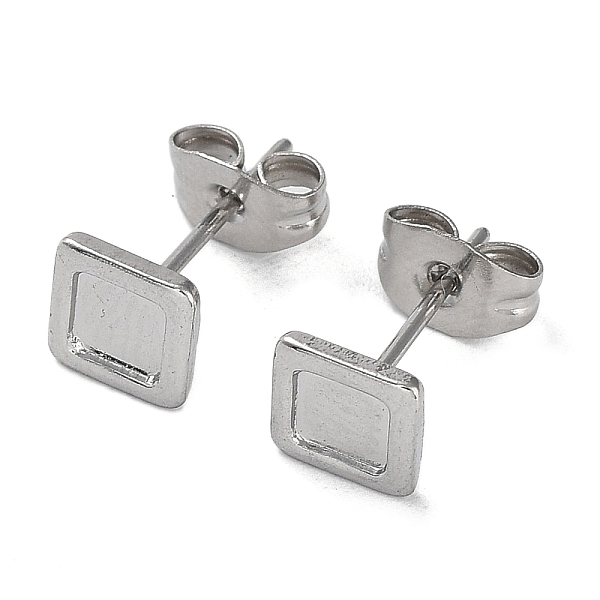 

PandaHall 304 Stainless Steel Stud Earrings Findings, Square Tray Settings, Stainless Steel Color, Tray: 4x4mm, 6x6mm, Pin: 0.7mm 304...