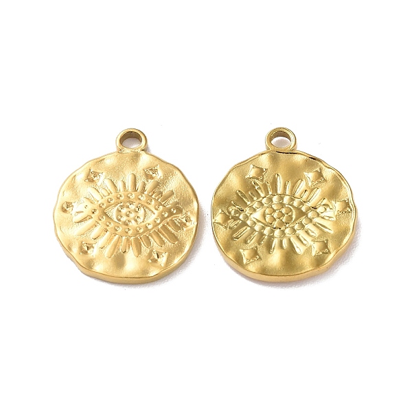

PandaHall Ion Plating(IP) 304 Stainless Steel Pendant Rhinestone Settings, Flat Round with Eye, Golden, Fit for 0.5mm Rhinestone, 19x16x2mm...