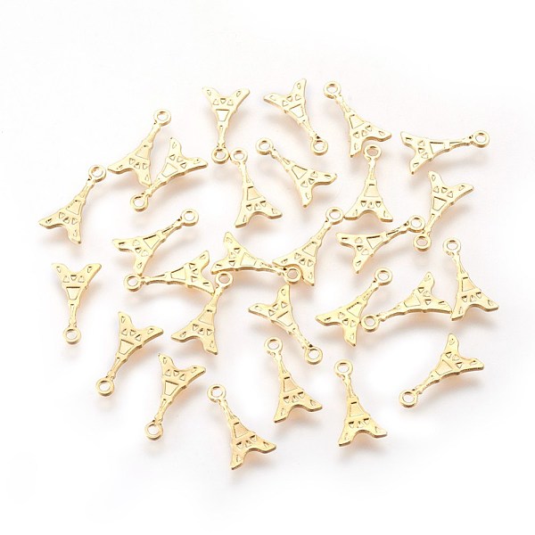 

PandaHall 304 Stainless Steel Charms, Eiffel Tower, Golden, 12x7x1.2mm, Hole: 1mm 304 Stainless Steel Building