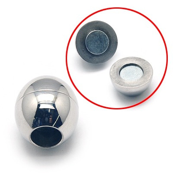 

PandaHall 304 Stainless Steel Magnetic Clasps with Glue-in Ends, Round, Stainless Steel Color, 13x13mm 304 Stainless Steel Round
