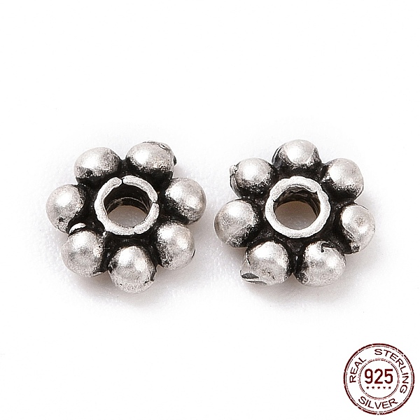 

PandaHall 925 Sterling Silver Bead Caps, Multi-petal, Antique Silver, 5x1.5mm, Hole: 1.6mm, about 60Pcs/10g Sterling Silver
