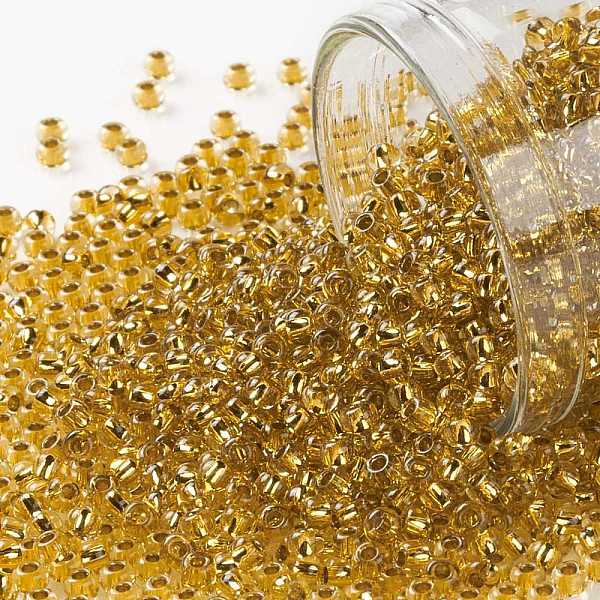 

PandaHall TOHO Round Seed Beads, Japanese Seed Beads, (752) 24K Gold Lined Topaz, 11/0, 2.2mm, Hole: 0.8mm, about 5555pcs/50g Glass Brown