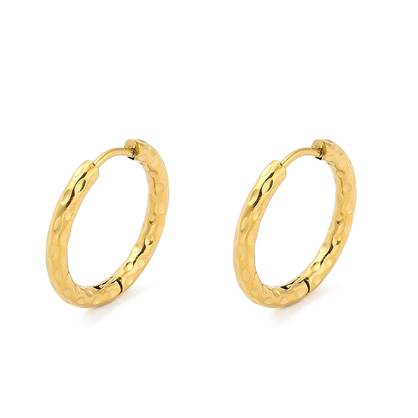 

PandaHall Ion Plating(IP) 304 Stainless Steel Textured Huggie Hoop Earrings, Real 18K Gold Plated, 20x2.5mm 304 Stainless Steel Ring