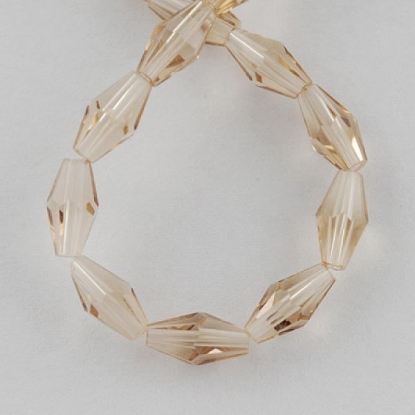 

PandaHall Glass Beads Strands, Faceted, Bicone, BurlyWood, 8x4x4mm, Hole: 1mm Glass Bicone Orange