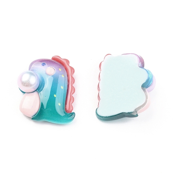 

PandaHall Resin Cabochons, Dinosaur with Resin Pearl, Light Sea Green, 25x21x9mm Resin Dinosaur