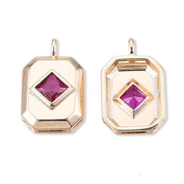 

PandaHall Brass Pave Cubic Zirconia Pendants, Cadmium Free & Nickel Free & Lead Free, Real 18K Gold Plated, Octagon, Medium Violet Red...