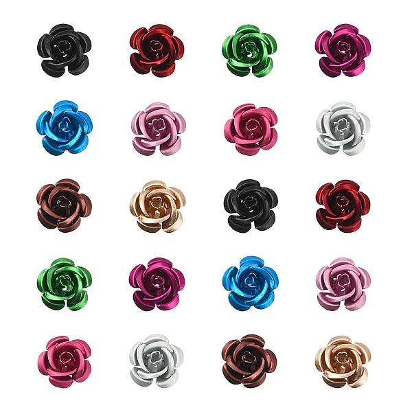 

PandaHall 50Pcs 10 Colors Aluminum Beads, Frosted, Long-Lasting Plated, 5-Petal Flower, Mixed Color, 15x9mm, Hole: 1.4mm, 5pcs/color..., Multicolor