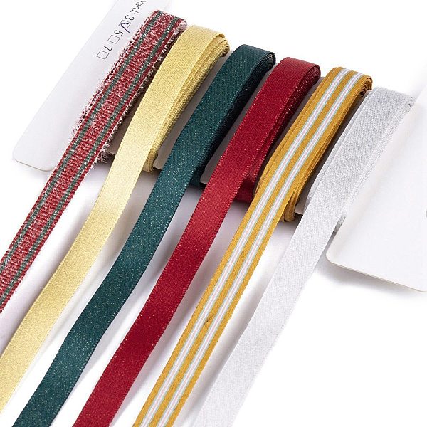 

PandaHall 18 Yards 6 Styles Christmas Theme Polyester & Polycotton Ribbons Sets, for Bowknot Making, Gift Wrapping, Mixed Color, 3/8 inch..., Multicolor