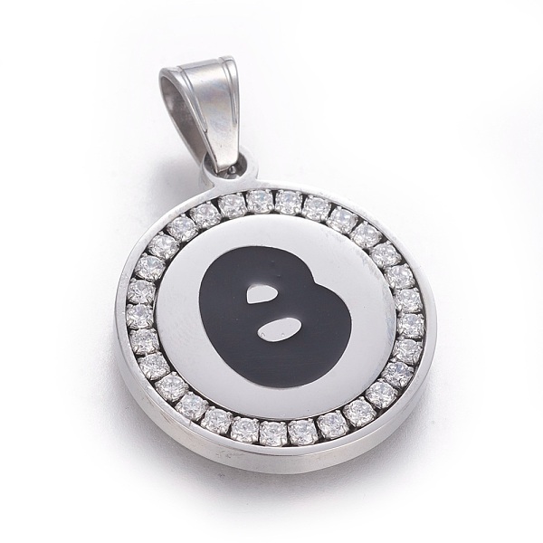 

PandaHall 304 Stainless Steel Enamel Pendants, with Cubic Zirconia, Flat Round with Letter, Stainless Steel Color, Clear, Letter.B...