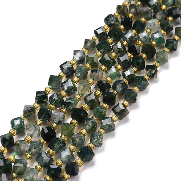 

PandaHall Natural Moss Agate Beads Strands, with Seed Beads, Faceted, Diagonal Cube Beads, 5~6x5~6x4~5mm, Hole: 1mm, about 49~55pcs/strand...