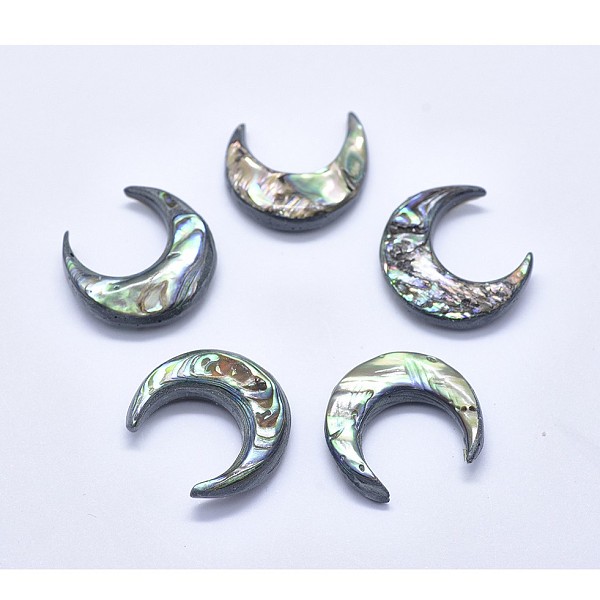 

PandaHall Natural Abalone Shell/Paua Shell Cabochons, Moon, Colorful, 32x30x2mm Paua Shell Moon