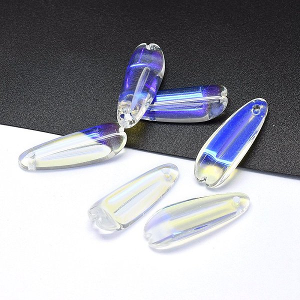 

PandaHall Transparent Glass Pendants, Magnolia Petal, AB Color, Clear AB, 25x8.5x4mm, Hole: 1.2mm Glass Flower White