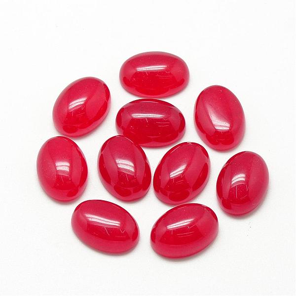 

PandaHall Natural White Jade Cabochons, Dyed, Oval, Crimson, 25x18x6~7mm White Jade Oval Pink