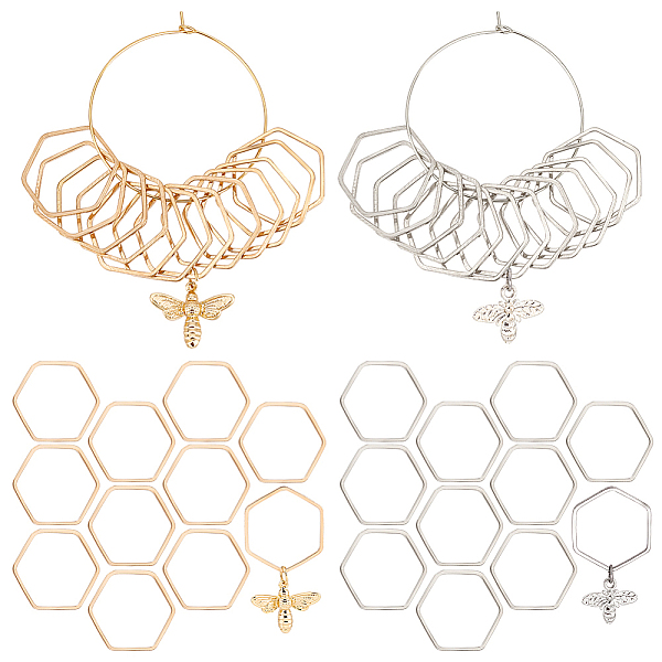 

PandaHall Brass with Alloy Bee & Hexagon Pendant Locking Stitch Markers, 316 Surgical Stainless Steel Wine Glass Charm Ring Stitch Marker...