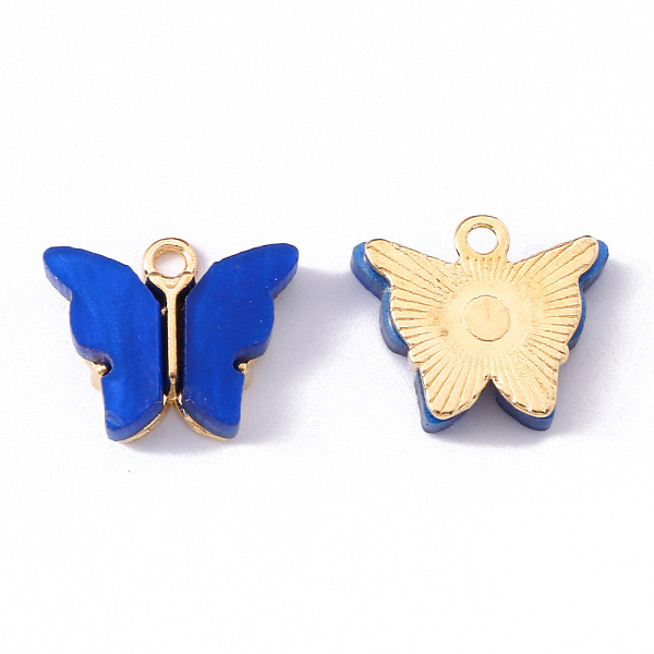 

PandaHall Alloy Acrylic Pendants, Butterfly, Light Gold, Blue, 14x16.5x3mm, Hole: 1.6mm Alloy+Acrylic Butterfly Blue