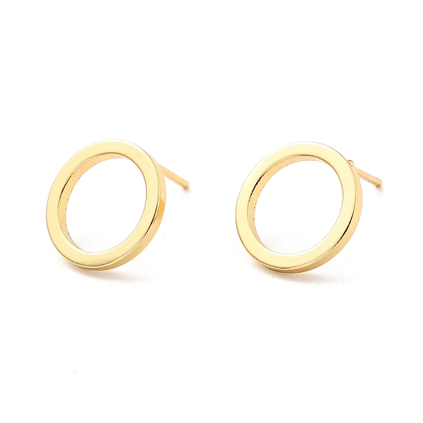 

PandaHall Brass Ring Stud Earrings for Women, Cadmium Free & Nickel Free & Lead Free, Real 18K Gold Plated, 14mm, Pin: 0.8mm Brass Ring