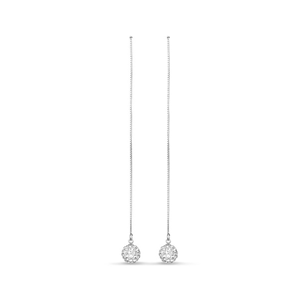

PandaHall SHEGRACE Fresh Style 925 Sterling Silver Ear Threads, with Micro Pave AAA Zircon Ball, Silver, 100mm, Pin: 0.7mm Sterling Silver..., Clear