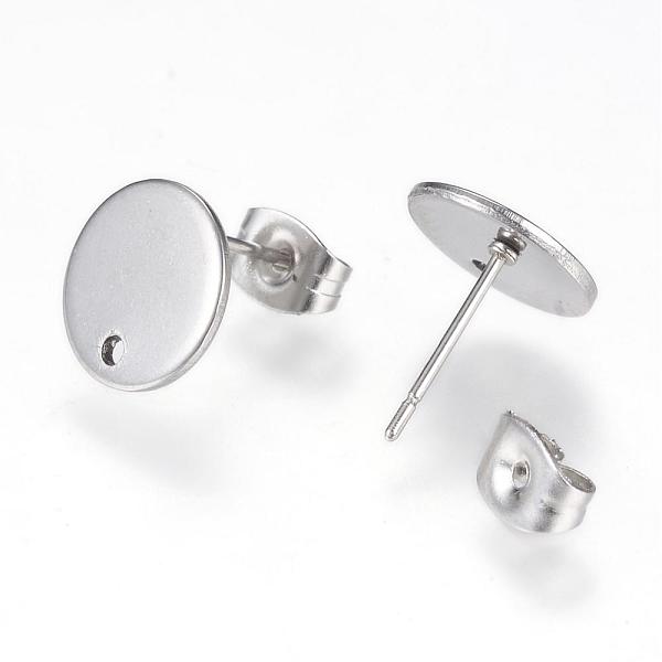 

PandaHall 304 Stainless Steel Stud Earring Findings, with Loop and Flat Plate, Flat Round, Stainless Steel Color, 10mm, Hole: 1mm, pin...