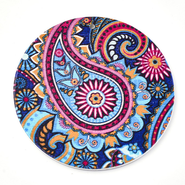 

PandaHall Printed Wooden Big Pendants, Dyed, Flat Round, Mixed Color, 60x2.5mm, Hole: 1.5mm Wood Flat Round Multicolor