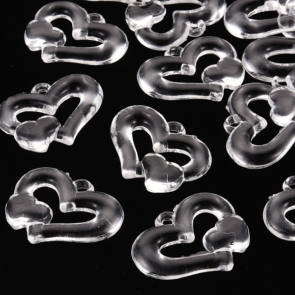 

PandaHall Transparent Acrylic Beads, Heart to Heart, Clear, 27x34x6mm, Hole: 3mm, about 191pcs/500g Acrylic Heart Clear