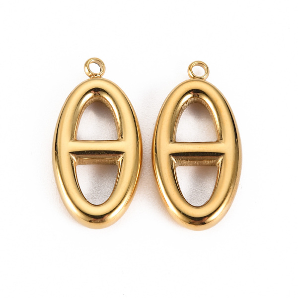 

PandaHall 304 Stainless Steel Pendants, Real 14K Gold Plated, 23.5x12x3mm, Hole: 1.6mm 304 Stainless Steel Oval