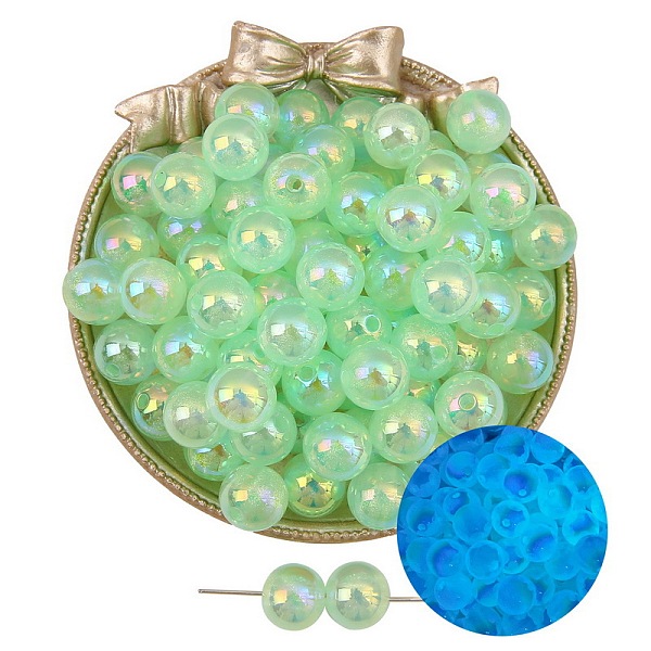 

PandaHall Luminous Acrylic Beads, Round, Glow in the Dark, Light Green, 12mm, Hole: 2mm, 5pcs/bag Acrylic Round