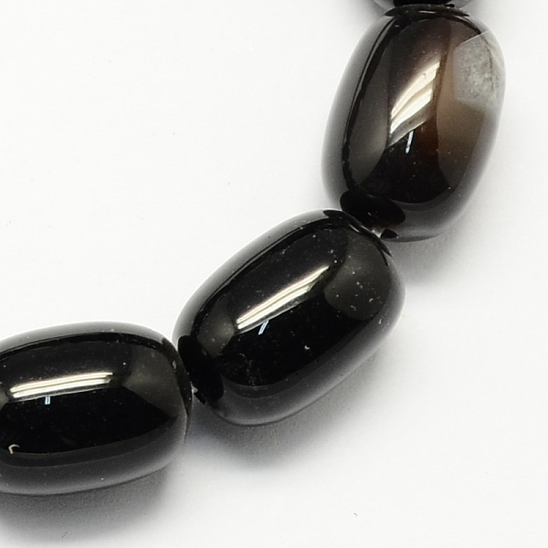 

PandaHall Barrel Shaped Gemstone Dyed Natural Black Agate Stone Beads Strands, Black, 15x10mm, Hole: 1mm, about 25pcs/strand, 15.7 inch...