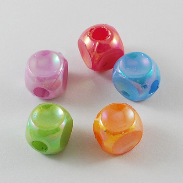 

PandaHall Opaque AB Color Acrylic Cube Beads, Mixed Color, 10x8x8mm, Hole: 3mm, about 1100pcs/500g Acrylic Cube Multicolor
